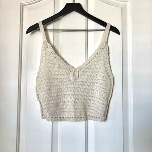 NWOT No Boundaries Cream Crochet V-Neck Crop Camisole